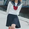 Black White JK Uniform Summer Shortlong Sleeve Japanese School Uniforms Girls Sailor Sets Pleated Skirt COS Costume 240301