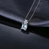 Pendants JewelryPalace 1.2ct Princess Cut Blue Topaz 925 Sterling Silver Pendant Necklace For Woman No Chain