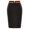 Skirts KK Women Front Slit Skirt With Belt High Waist Hip-Wrapped Bodycon Pencil Office Lady Workwear Outfits Knee Length