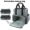 Sacos cosméticos saco de armazenamento conveniente de poliéster com vários compartimentos para itens essenciais de viagem cinza durável