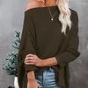 Frauen Pullover Herbst Fledermaus Langarm Gestrickte Pullover Frauen Lose Oansatz Pullover Winter Casual Sexy Slash Neck