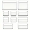 10Piece Versatile Drawer Organizer Set Clear Plastic Trays and Dividers in 4 Sizes for Perfect Makeup Kitchen Storage 240306