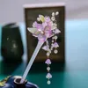 Pinces à cheveux rétro mode bijoux chinois accessoires bâtons de fleurs violettes fourchettes pendentif épingles à cheveux et pour femmes filles