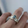 3 pçs ácido azul anéis de cristal para mulheres moda amarelo ouro cor casamento anel feminino marca luxo jóias presentes acessórios 237j