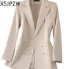 Xsjpzh outono inverno 4xl escritório negócios feminino casaco feminino casual blazer outwear preto duplo breasted jaqueta feminina 240305