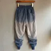 Byxor män kläder harlem byxor sommar vild bomull hampa casual byxor homme koreansk modegradient smala byxor streetwear pantalones