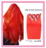 Peruvian 100 Virgin Human Hair Extensions Silky Straight Red Clips In 1424inch 70g 100g Straight Clips On Hair Products8390160