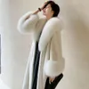 Haining – manteau Long en vison pour femmes, Imitation de Style occidental, col en fourrure de renard avec graisse ajoutée et taille agrandie, 3106