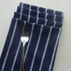 Serviettes de table à rayures bleu foncé, série bleu méditerranéen, anti-décoloration, torchons 3235
