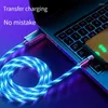 Degree Rotate Luminous Light Fast Charing Cable 3A 60W Type C Extension Line For Xiaomi Iphone Samsung Zine Alloy Wire Cord