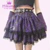 Dresses Japanese Haruku Girls Purple Plaid Pleated Skirts Gothic Punk Sweet Lolita Cake Mini Skirt Ball Gown Women Kawaii Short Skirts