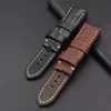 Watch Bands 22mm 24mm Leather Thick Strap Genuine Band For Pam Brown Black Straps Bracelet Wristband250g