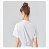 Lu einfarbiges Yoga-Kurzarm-T-Shirt für Damen, lässig, Sport, Stehkragen, Fitnesskleidung, Sonne, schnell trocknend, Oberteil für Damen, kurzärmelig