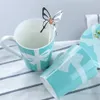 Klassische Spitzenserie blaue Keramiktasse Blaue Trinkbecher Kaffeemilchbecher Hochzeitsgeschenke gute Qualität2737