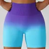 Lu Align Lemon Gradient Women Color Yoga Seamless Fiess Elastic Scrunch Push Up Sports Running Workout High midje Gym Shorts Gym Jogger Sport