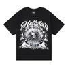 Hellstar 셔츠 Rappe Mens 여성 Tshirt 래퍼 씻은 무거운 공예 유니스, 짧은 슬리브 탑 하이 스트리트 레트로 지옥 티셔츠 디자이너 Tees M 9054