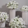 Fleurs décoratives pour fond de scène de mariage, roses blanches, hortensia, décoration artificielle de Table, Guide routier