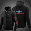 2024 весна осень мужские Ford Performance принт популярные однотонные уличные кардиганы с длинными рукавами на молнии модные толстовки с капюшоном