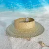 Chapeaux à large bord 2024 Chapeau de paille de mode Sun Summer Beach sans couronne pour femmes Papale Lauhala Hawaii Visières
