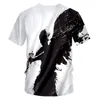 T-shirts pour hommes impression 3D noir blanc T-shirt Rose ange Splash encre Art été hauts rue manches courtes T-shirt surdimensionné