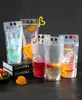 Transparent Self Seal Drink Bag With Straw Frosted Plastic Beverage DIY Drink Container Drink Bag Party Fruit Juice Drinks Pouch V7653037