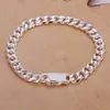 925 srebrna kwadratowa klamra 8 mm Budy Bransoletka-Men DFMCH227 Zupełnie nowy srebrny łącze łańcucha Bracelets High Gr317c