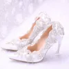 Çarpıcı Kristaller Elmaslar Düğün Ayakkabıları Point Toe High Topuklu Beyaz Gelin Pompalar Bayan Partisi Balo Ayakkabı AL2311324T