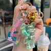2024 New acrylic transparent music bear keychains creative car bag lovers key chain small pendant wholesale