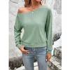 Kvinnors blusar Autumn Diagonal Shoulder Collar Simple Blus 2024 SEXY Women Casual Solid Color Long Sleeve Tops Hollow Out Loose Shirts