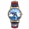 Wristwatches Dolphin Pattern Ocean Aquarium Fish Fashion Casual Men Women Canvas Cloth Strap Sport Analog Quartz Watch309t