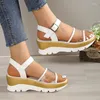 Chaussures de robe Transparent PVC Wedges Sandales Femmes 2024 Été Casual Cheville Boucle Gladiateur Femme Plus Taille Plate-forme Sandalias Mujer