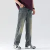 Mäns jeans elastisk för män smala passar i full längd denim fem-pockets mans avslappnade dagliga slitage