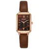 Armbanduhren Square Case Literary Retro Women's Watch Korean Fashion Quartz Uhren vielseitig täglich einfache Luxus -Reloja