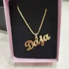 Caixa de corrente jóias personalizadas nome personalizado pingente colar artesanal destacável placa de identificação cursiva gargantilha feminino masculino natal 240228