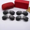 Luxe unisexe grand métal noir cadre lunettes de soleil polarisées rétro marque femmes hommes designer léopard sculpté en plein air plage lunettes carti lunettes cadeaux avec boîte d'origine