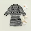 Ensembles de vêtements Focusnorm automne princesse kids girls 2pcs vêtements 1-6y plaid à plaid imprimé à poitrine unique