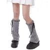 Women Socks Y2k Bow Leg Warmers Stacked Cute Knit Warmer Tie-Up Hollow-Out Soft Boots Shoes Cuffs Covers E-Girl Sock