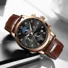LIGE Mens Watches Top Luxury Brand Waterproof Sport Wrist Watch Chronograph Quartz Military Genuine Leather Relogio Masculino 2202247g