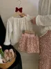 Sweet Girls bling paillettes gonne rosa bambini colletto tondo peluche pullover a maniche lunghe 2024 primavera bambini vestiti da principessa Z7073