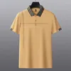 Polo da uomo MLSHP Polo estiva stampata scozzese in cotone Polo di lusso a maniche corte Colletto rovesciato Business Casual T-shirt da uomo semplice