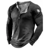 Brief Henley Hemd T-shirts Gym Kleidung Männer Sommer Übergroßen T-shirt Tops Langarm Vneck Streetwear Vintage Frühling Pullover 240226