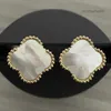 Van Four Leaf Clover Earrings Cleef Designers Vintage Clover Charm Stud Earrings Back MotherofPearl Silver 18K Gold Plated Agate for Women Girls Valentines Mothers