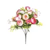 装飾花ウェディング花嫁ピンクの人工バラバンドル偽の緑の植物エル装飾シミュレーションフラワーブルーライラックローズ