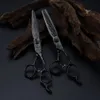 Professional 6 Upkaly Black Damascus Hår sax som skär Barber Makas Tools Frisyr Tonning Shears Frisör SCISSORS240227