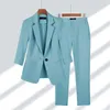 2024 Spring Summer Elegant Suit Jacket Matchning Set Womens Korean Chic Blazers Coat Pants 2 Piece Female Professional Suit 240228