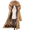 Fur 2023 New Winter Jacket Women XLong Parka Waterproof Big Natural Raccoon Fur Collar Hood Real Fur Coat Thick Warm Real Fox Fur