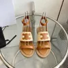 Lyxdesigner Sandaler Lympia Flat Slides Triomphe Raffia Woven Sandaler Fashion Open Toe Roman Sandals Ankel Strap Buckle Summer Outdoor Beach Shoes Print 35-41