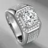 Gesimuleerde Moissanite S925 Zilveren Ring Heren Bruiloft Verloving Vierkante Diamanten Ring Micro Ingelegd Multy Diamanten Sieraden Gift246S