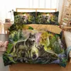 Wolf Happiness Family Ensemble de linge de lit imprimé Housse de couette Housse de couette Full Queen King tailles Couvre-lit Ensemble de literie loup gris 3 pcs Y2001274D