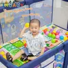 Cartoon Pattern Playpen For Children Baby Safety Barriers Fence With Toy Ball Frame Indoor Anti-Collision Toddler Playground 240226